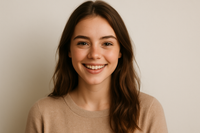 cara de mujer de 20 años sonriendo